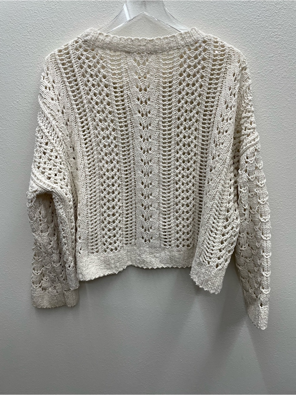 Altar'd State Cream Open-Knit Crochet Sweater Size Large - Picture 7 of 8